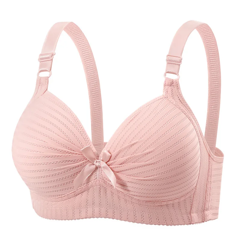 Wireless Woman Brassiere Thin Molded Cup Lingerie Three-Row Hook Lady 3/4 Cup Girl Bar Adjustable Shoulder Straps Bow Decoration