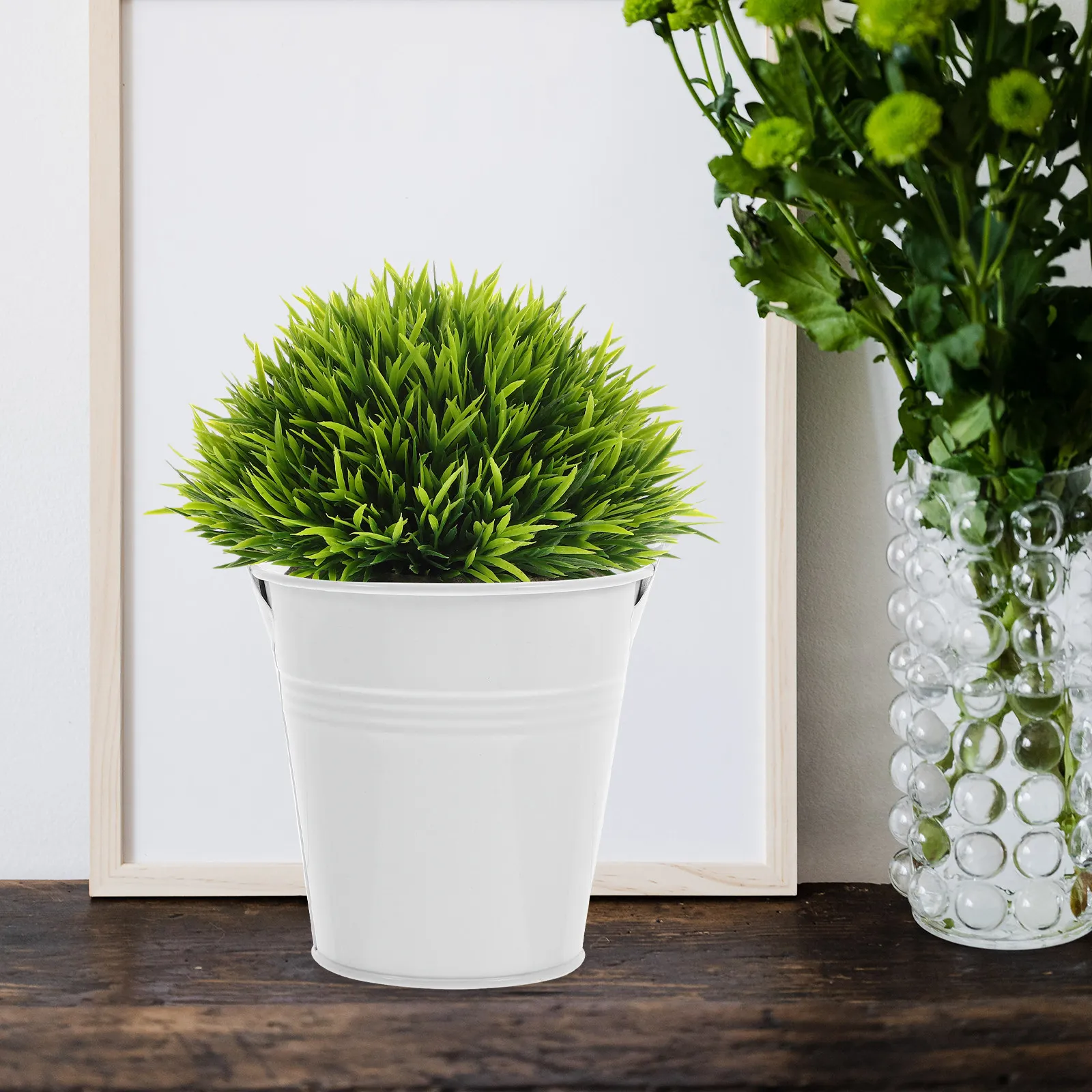 5Pcs Iron Flower Pot Set Compact Metal Succulents Flower Pot Lightweight Handle Design Creative Plant Basket for Desk Wall Decor