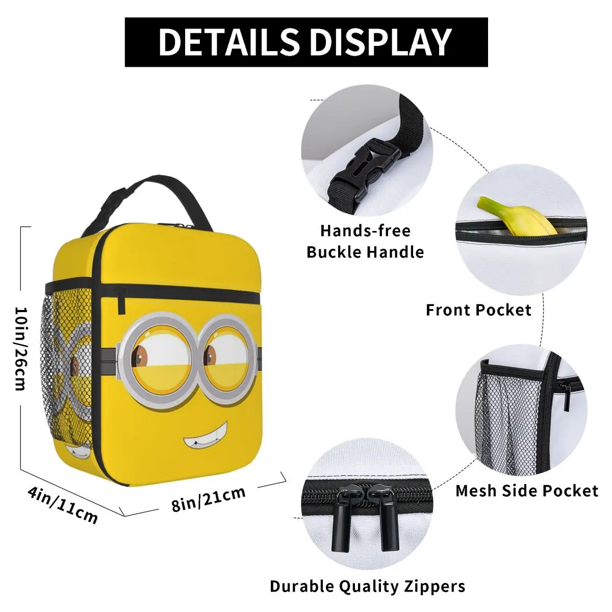 Minions Cartoon Insulated Lunch Bag for Women Office Cooler Thermal Food Box Tote Portable Lunch Boxes Container