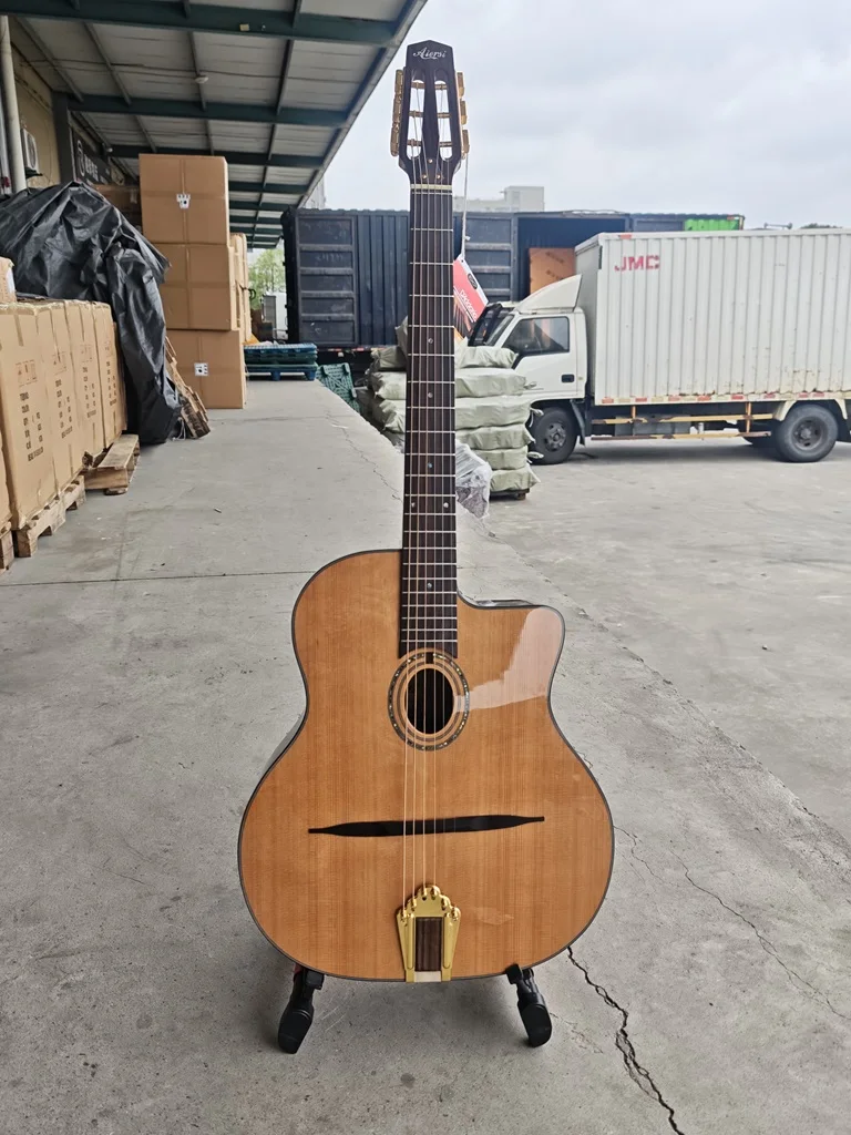 Aiersi Brand Professional Playable O-Hole Instrument, Gypsy Jazz Guitar,Cedar Top,Spruce Top