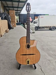 Aiersi Brand Professional Playable O-Hole Instrument, Gypsy Jazz Guitar,Cedar Top,Spruce Top