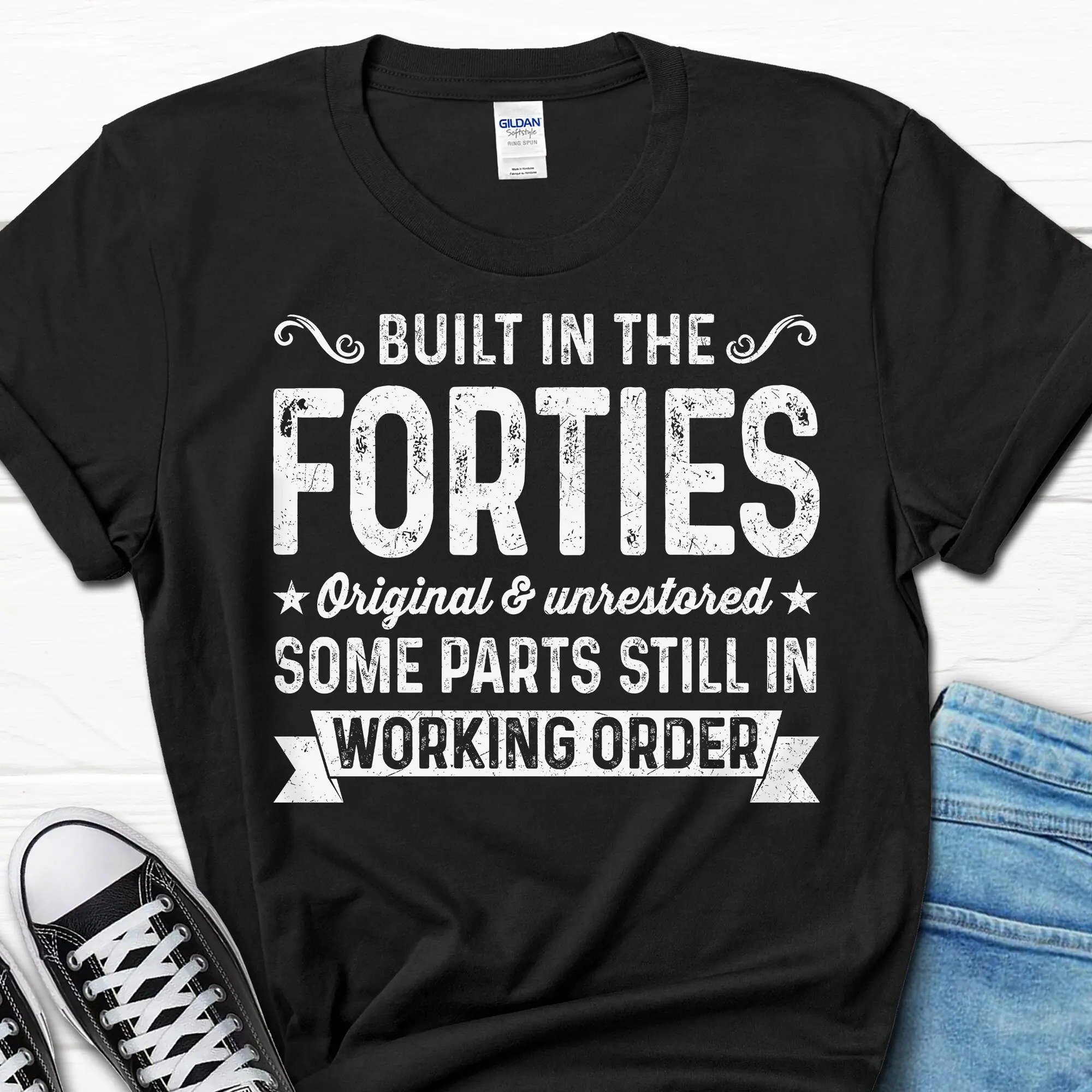 Built In The Forties T Shirt 80th Birthday Men's 40s Bday 80 Turning For Him