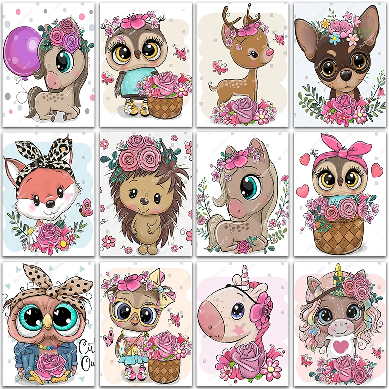 

5D DIY Diamond Painting Flower owl hedgehog Fox Unicorn Home decoration Full Square&Round Diamond mosaic embroidery Cross stitch