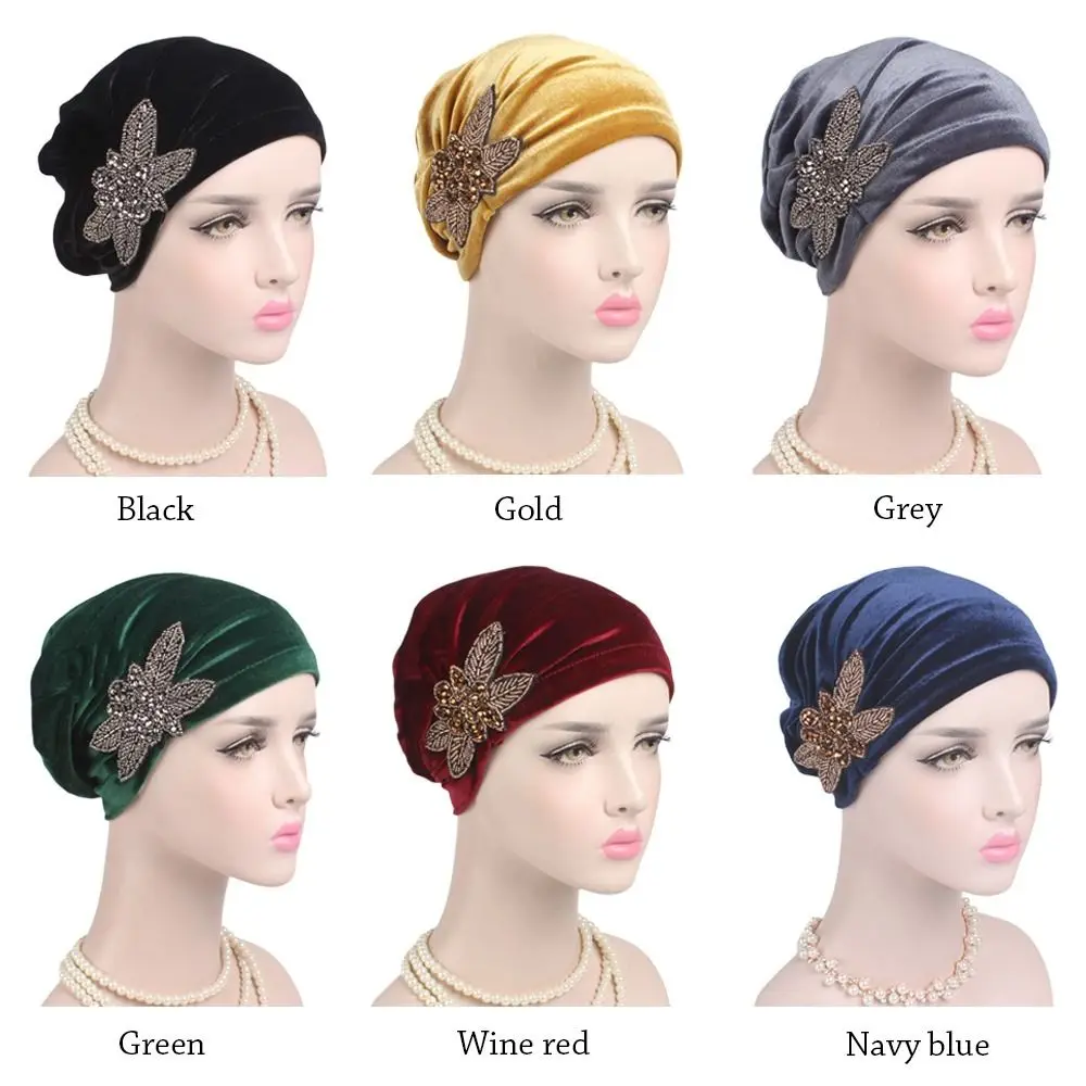 Women Hijab Scarf Islamic Head Wrap Velvet Headbands Soft Bonnet Turban Hat Chemo Cap