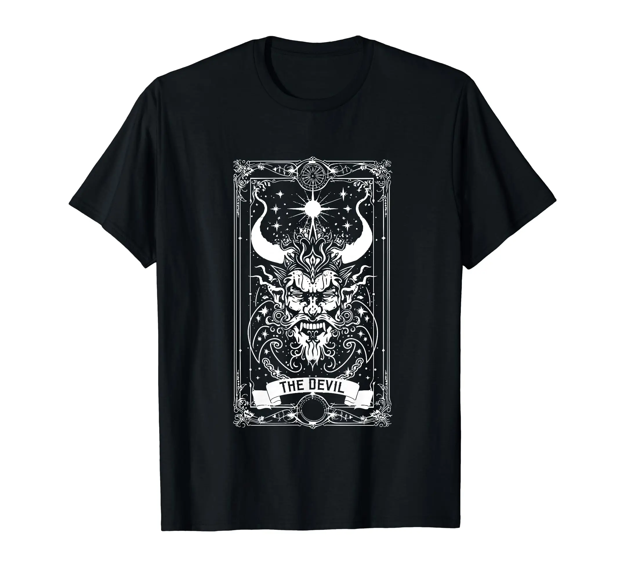 The Devil Mystical Tarot Card Major Arcana Witch Gothic T-Shirt Retro Halloween Costume Men Women T-Shirt