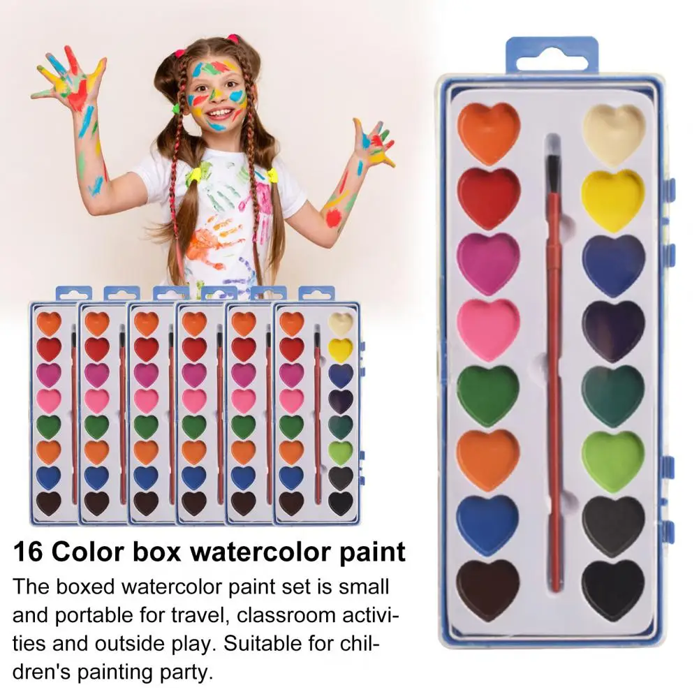 مجموعة ألوان مائية سهلة الاستخدام أطقم ألوان مائية محمولة للأطفال 6/12 قطعة طلاء محاصر قابل للغسل لمرحلة ما قبل المدرسة للأطفال