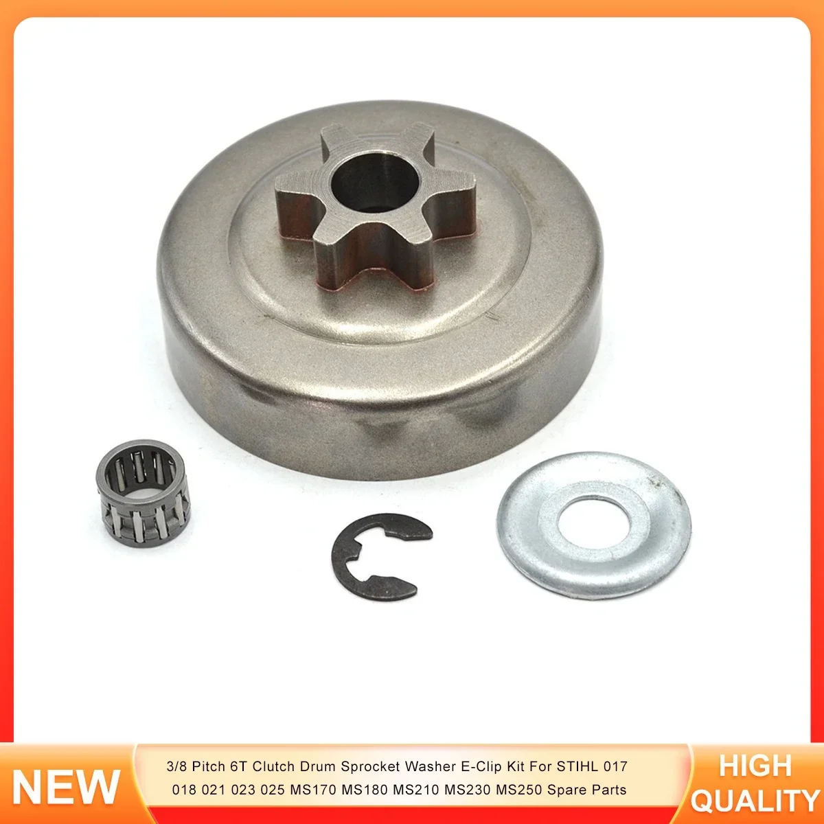 

3/8 Pitch 6T Clutch Drum Sprocket Washer E-Clip Kit For STIHL 017 018 021 023 025 MS170 MS180 MS210 MS230 MS250 Spare Parts