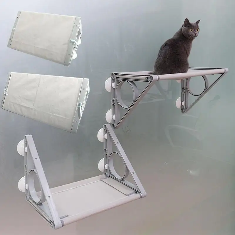 猫ハンモック-メッシュ生地-窓パーチ-吸盤付き-屋内猫用-遊びおもちゃ-バルコニー-ペット-シェルター-組み立て簡単