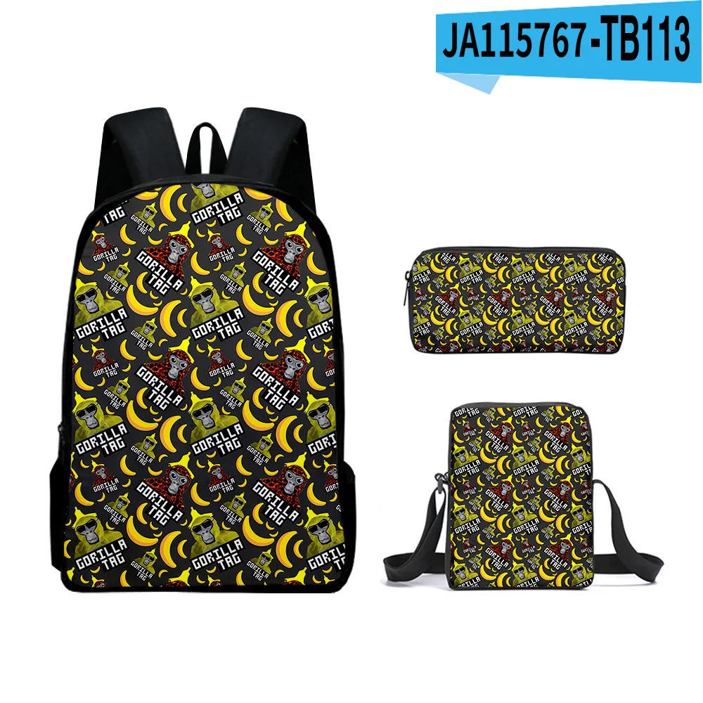 3pcs Set School Bags Kids Book Bags 3D New Game Gorilla Tag Backpack Shoulder Bag Shoulder Bag Pencil Case Backpack Print
