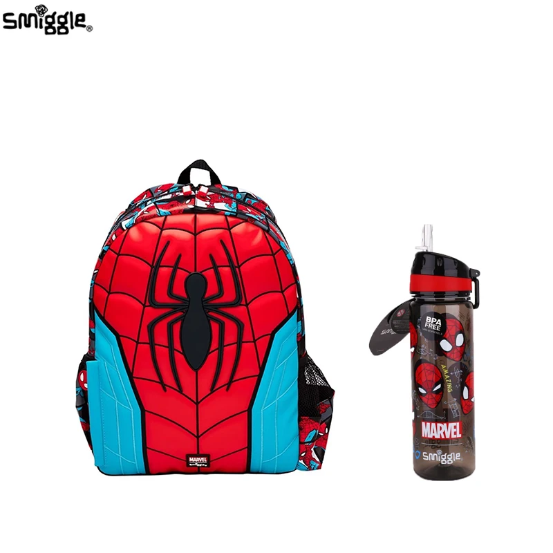 Nowa Australia Smiggle Marvel Spider Man Bookbag chłopięcy plecak studencki ze słomianą butelką wody plecak studencki z kapeluszem