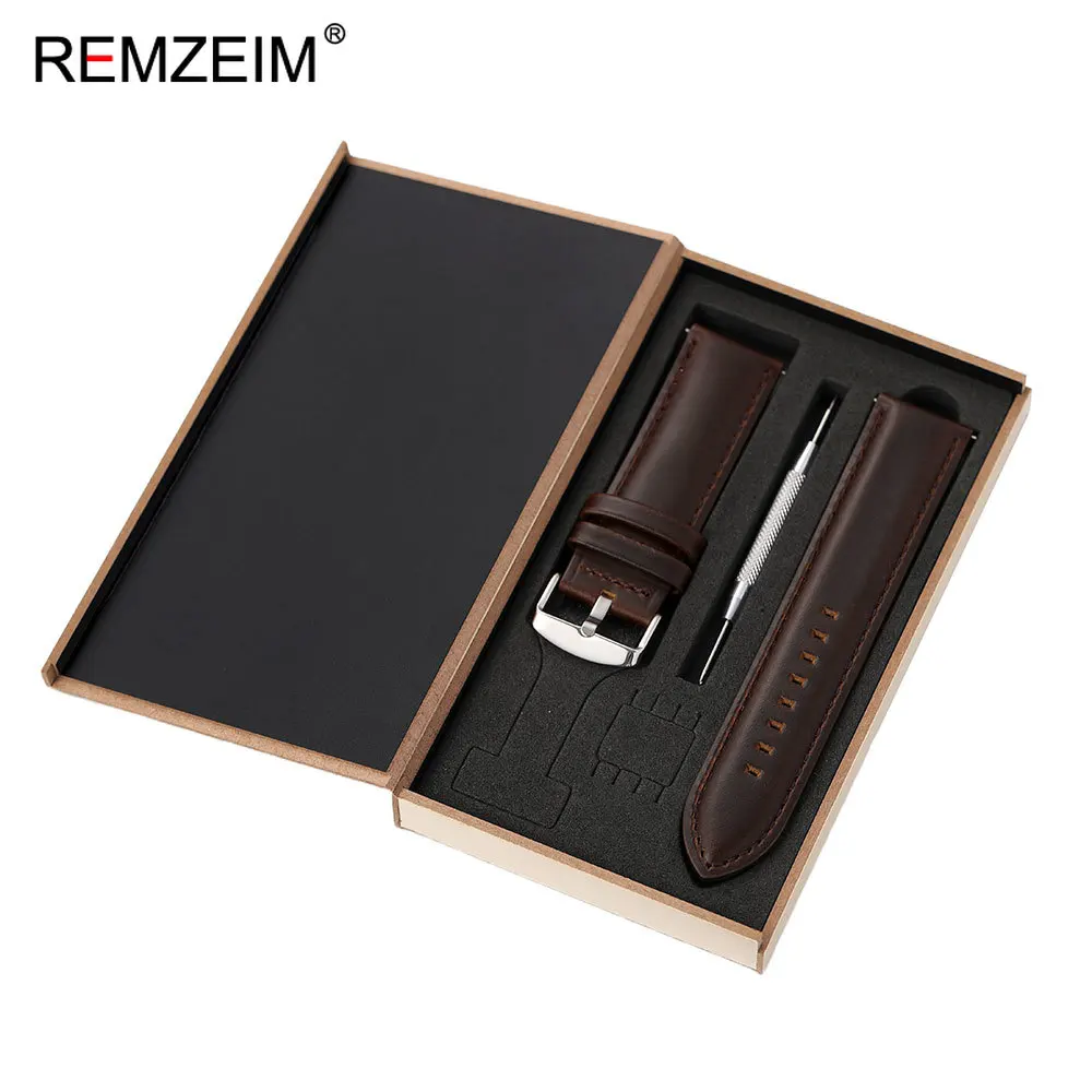20mm 22mm High-end Durable Calfskin Genuine Leather Wristband with Gift Packing Box Quick Release Strap Watch Accessories
