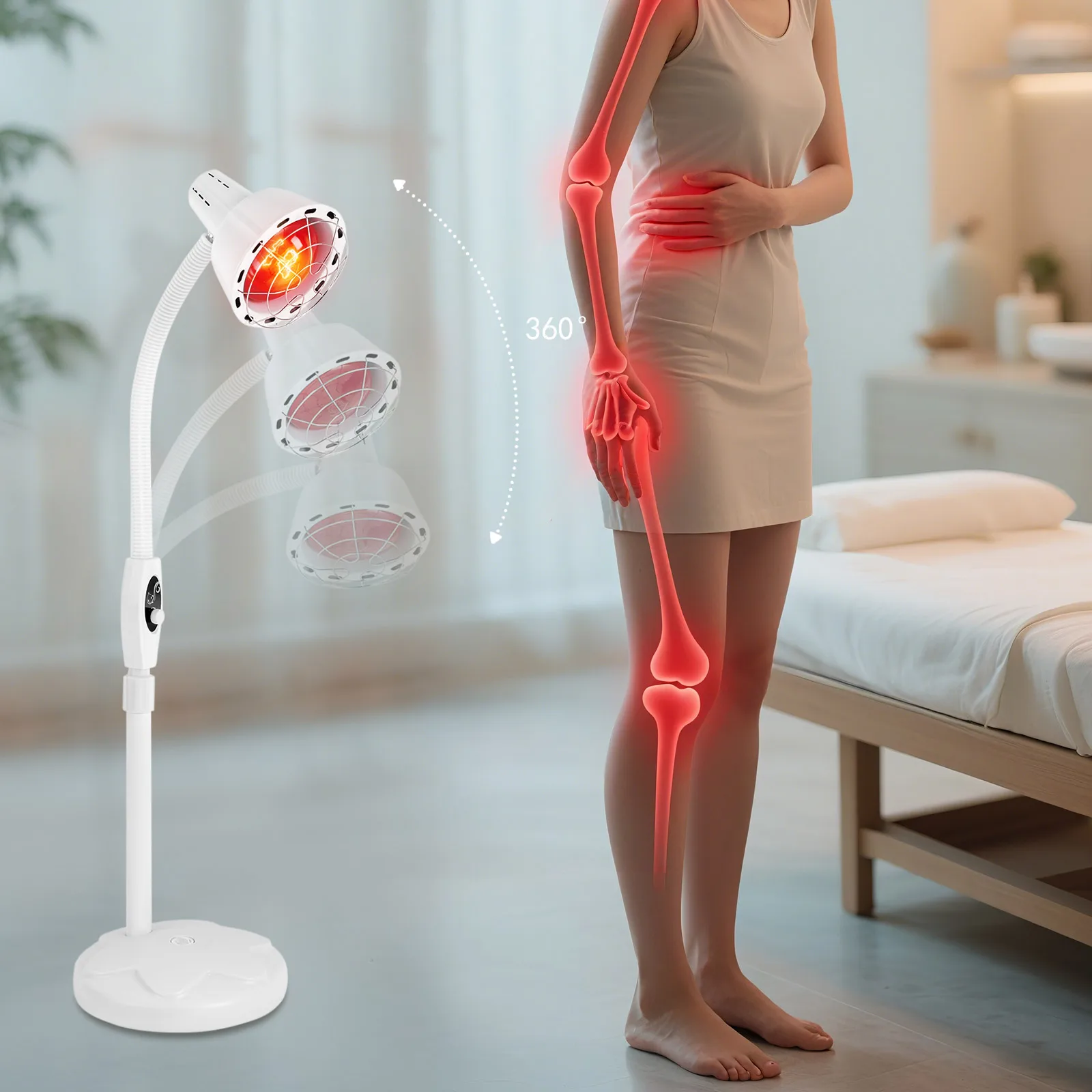 

Infrared Therapy Lamp 275W Far Infrared Heat Lamp with Adjustable Stand for Pain Relief Muscle Joint Home Use