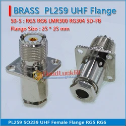 PL259 SO239 UHF Female With 4 hole Flange Panel Mount Clamp Solder RG5 RG6 LMR300 RG304 5D-FB Cable Plug RF Connector Adapter