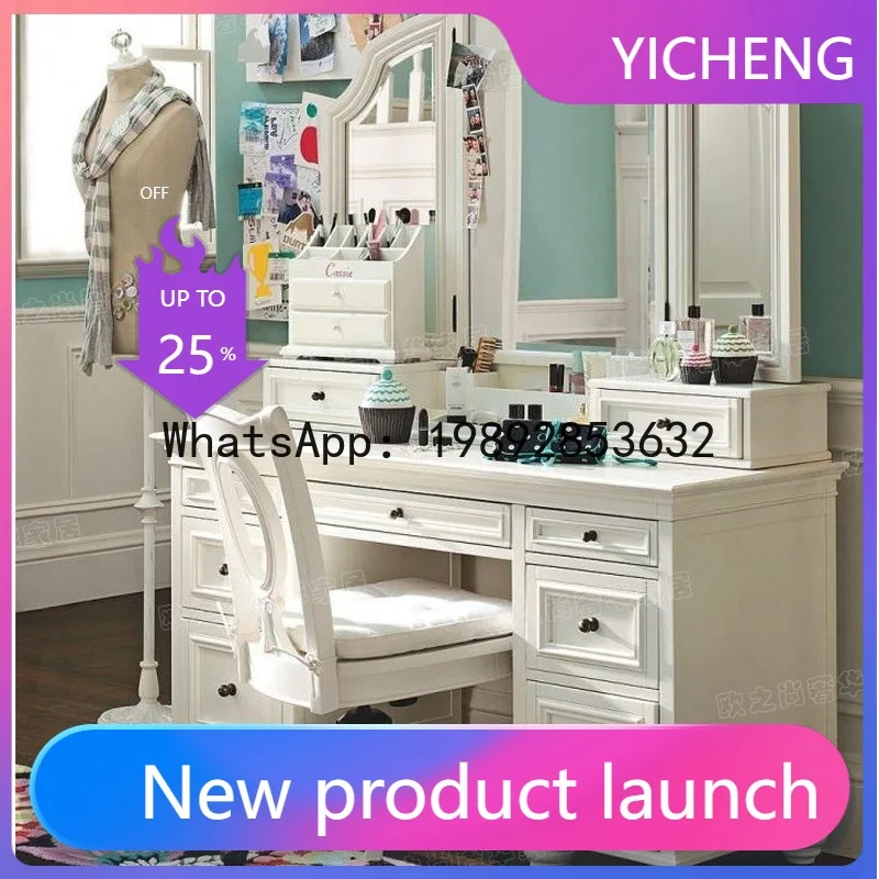 

Hys country dressing table solid wood antique retro white makeup table