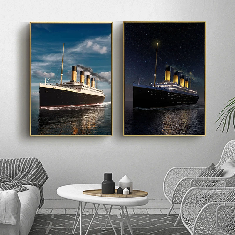 Titanic poster Vintage pictures of sailboats and the Sea Canvas Printing posters wall art decoration canvas  paintings House roo