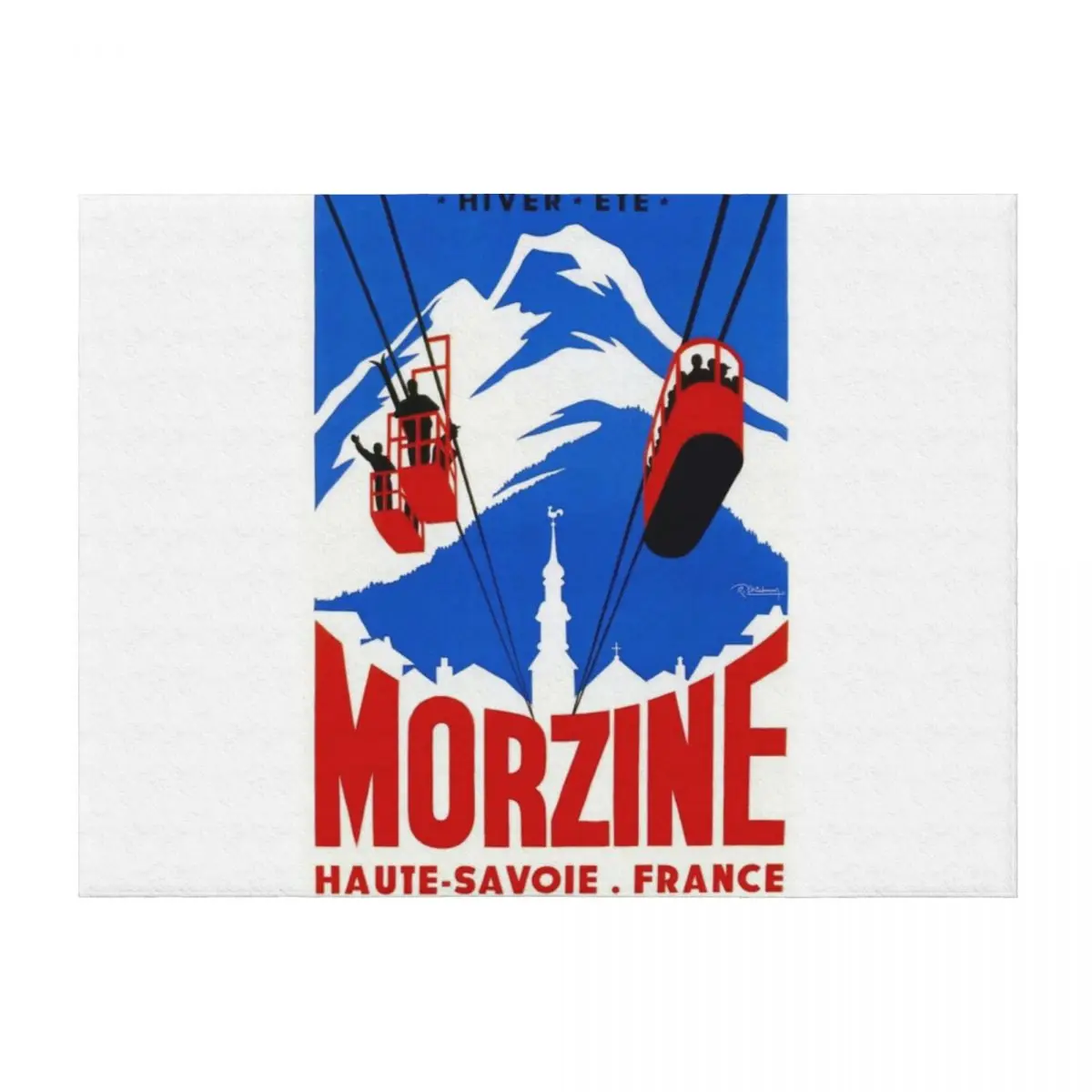 

Vintage French Alps Gondola Winter sport ski ad Throw Blanket Sofa Throw For Sofa Thin Nap Blankets For Baby Blankets