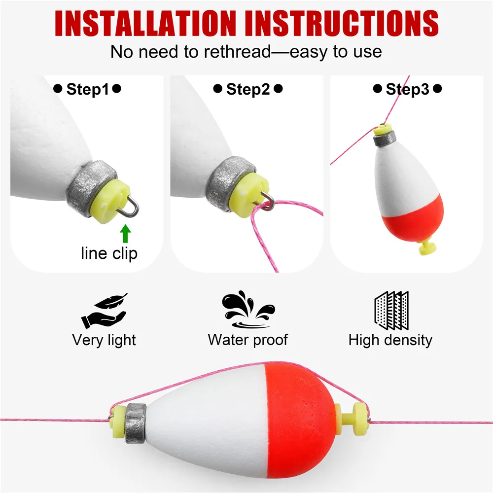 5pcs Weighted Fishing Floats Bobbers Foam Slip Bobber Snap-on Oval Ball Cork Fishing Floats for Santee Crappie Bluegill Panfish view 3