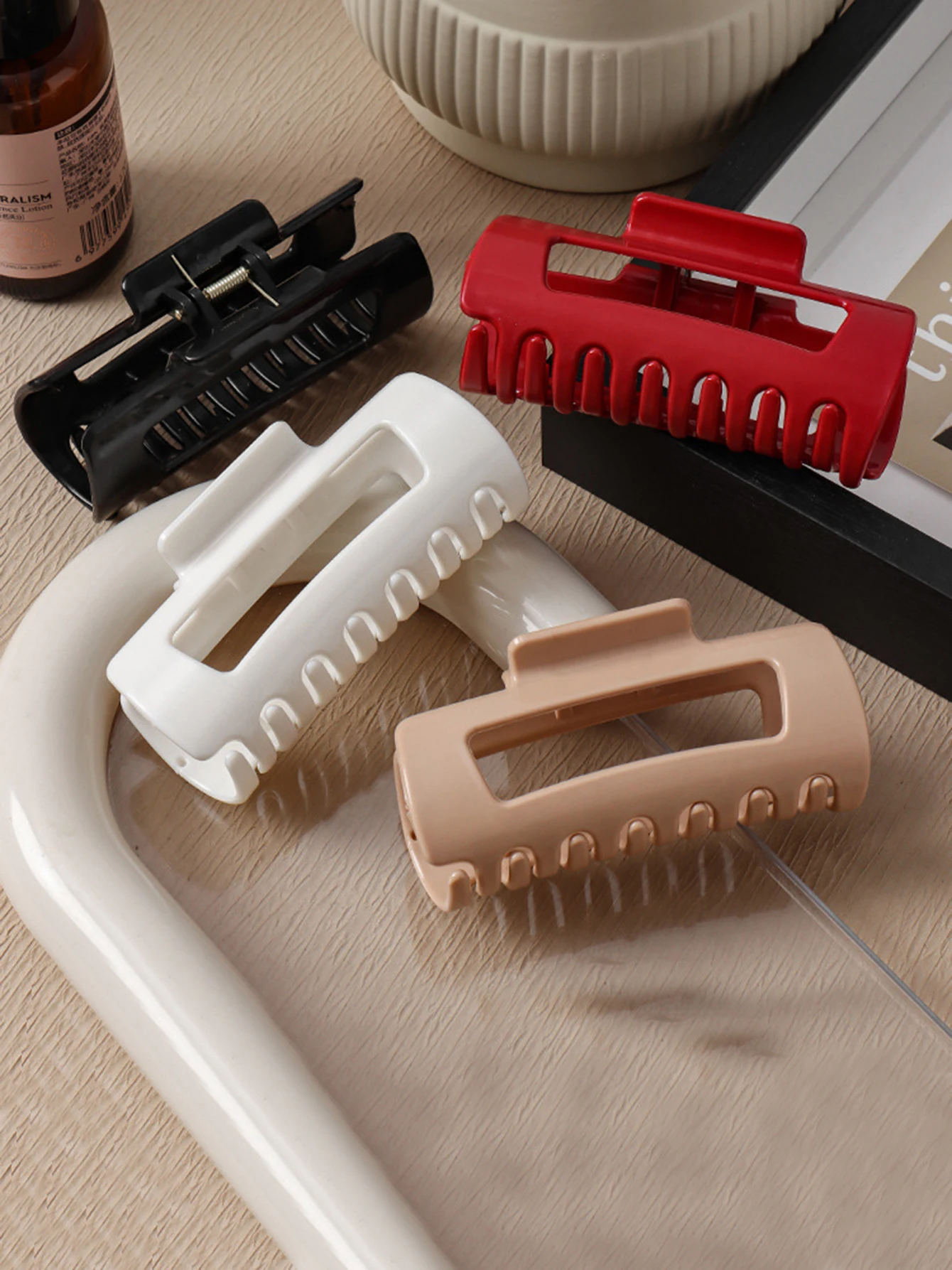 4 Uds. Pinza cuadrada calada de silicona para el cabello para mujer, nueva horquilla, peluquería diaria, accesorios para el cabello para fijación