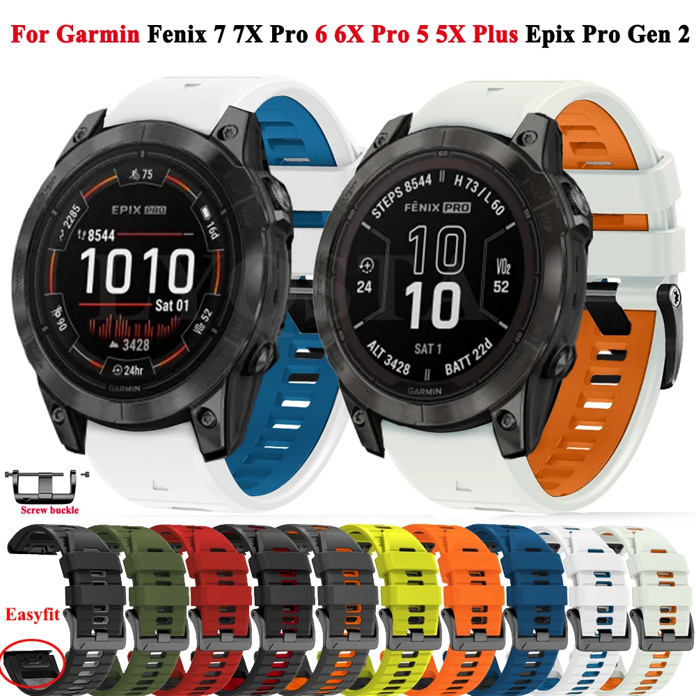 Pulseira de relógio de silicone para Garmin Fenix, cinto QuickFit, pulseira, 26mm, 22mm, 7X, 7, 6X, 6 Pro, 5, 5X Plus, Solar Epix Pro Gen 2, 51 milímetros, 47 milímetros