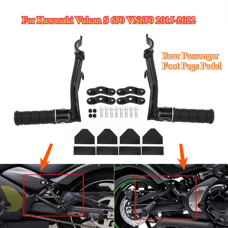 Motorcycle Rear Passenger Foot Pegs Pedal Black Footrest Bracket For Kawasaki Vulcan S 650 VN650 2015-2022 Modified bracket