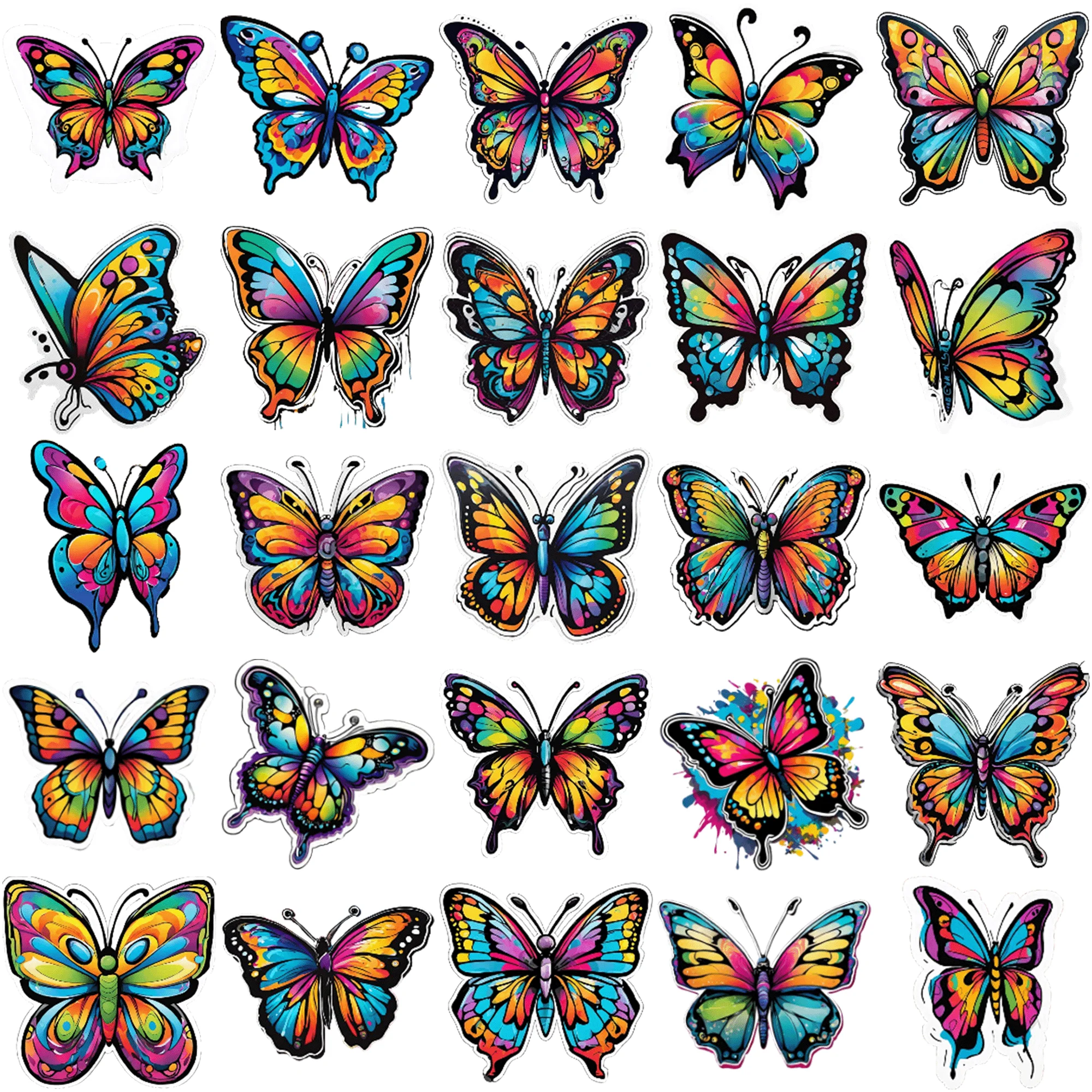 50 pcs Colorful Butterfly Graffiti Stickers Create a Stunning Butterfly Themed Room with these 50 pcs Colorful Graffiti Stickers