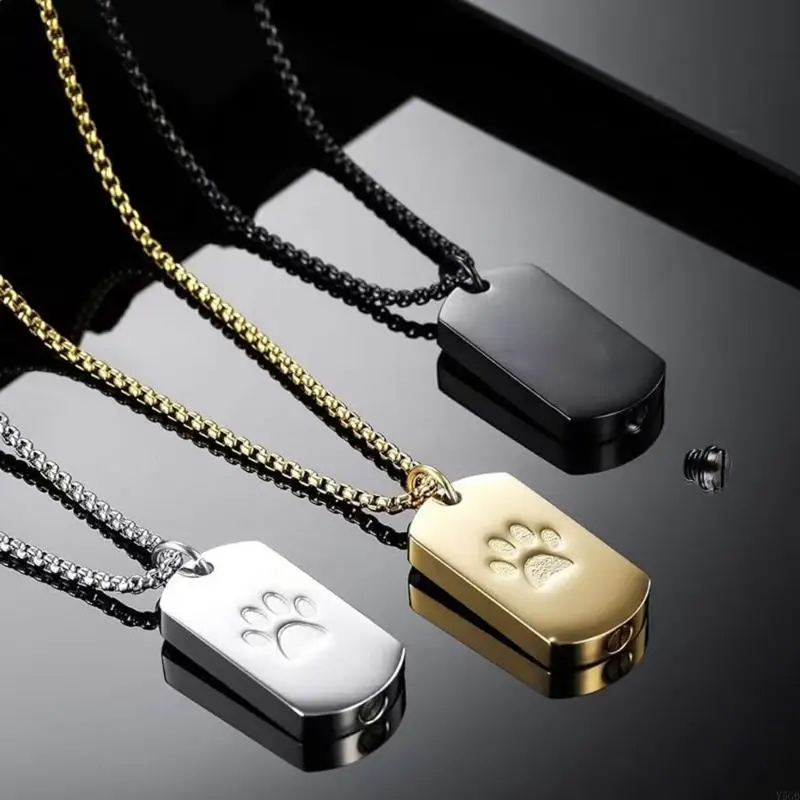 Pet Remembrances Urn Necklace Paws Design Cremation Jewelry For Ashes Keepsakes Y5GB