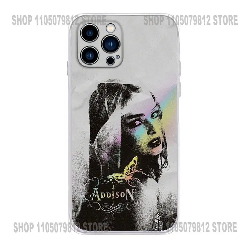 حافظة هاتف Addison Rae لهاتف iPhone 17 16,15,14,13,12,11 Plus,Pro,Max,XR,Plus,E,غطاء ناعم شفاف صغير #4