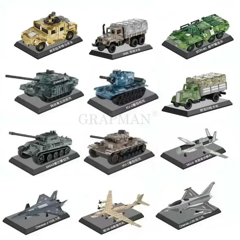 1/72 Challenger KV-1 KV-2 M4A3 Tank MQ-9 J20 Fighter M35 BTR Hummer Truck Plastic Assemble Model Toy