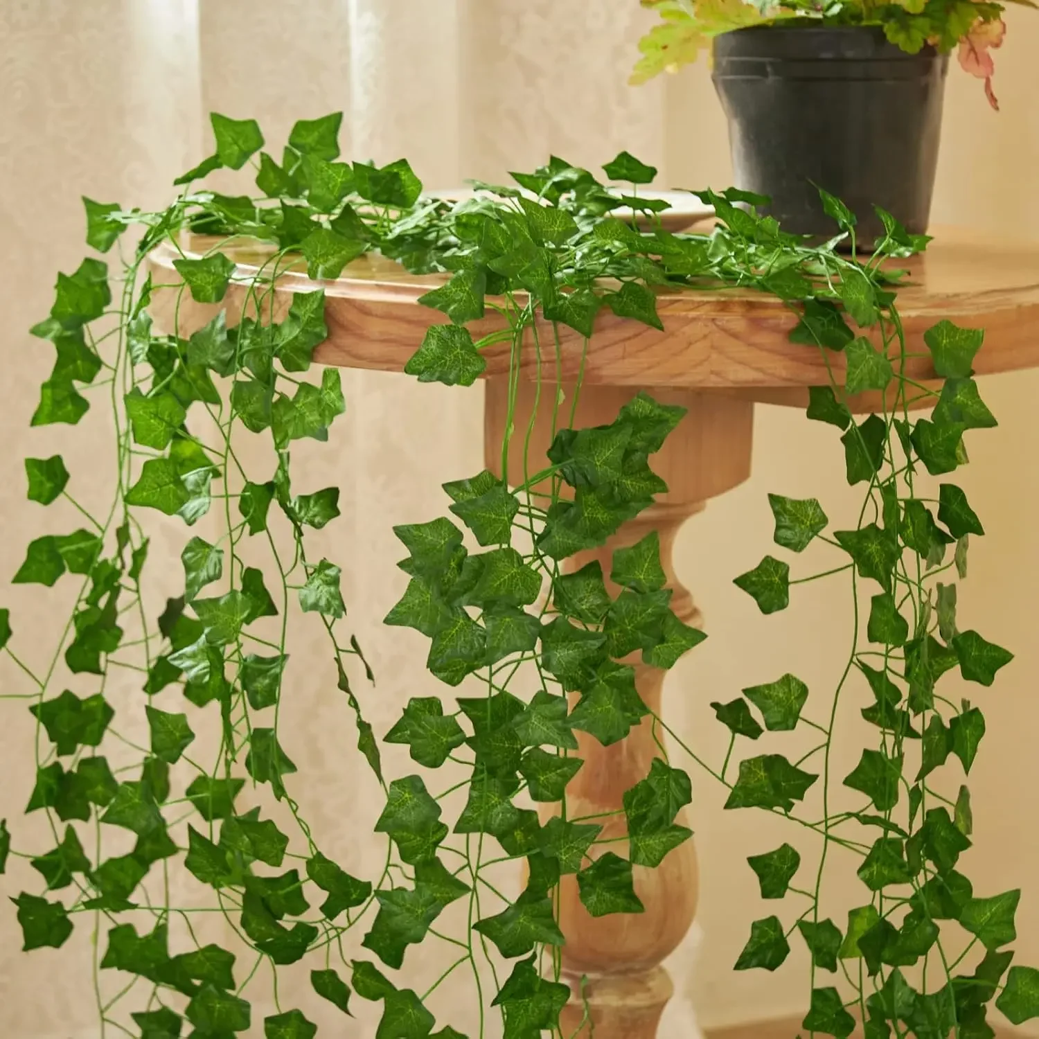 6pcs Strands Artificial Ivy Leaf Plants Vine Hanging Garland Fake Foliage Flowers Green Decoration For Home Kitchen Garden