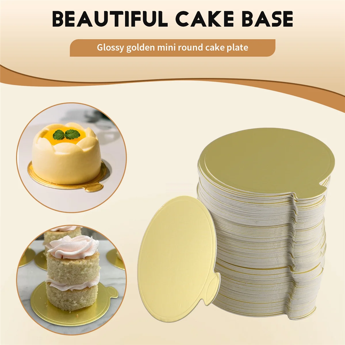 

ABKM Мини-круглая золотая картонная основа для торта, тарелка для мусса, 100-х предметная бумажная тарелка для торта, круглая картонная основа, десертная тарелка