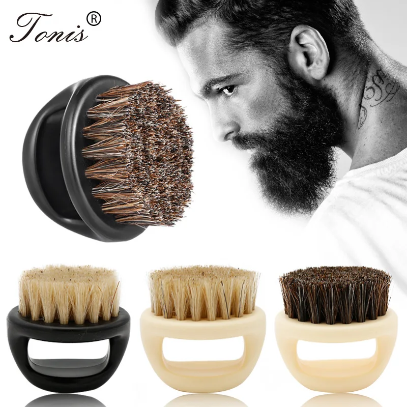 1 Pcs Ring Design Horse Bristle Men Shaving Brush Plastic Portable Barber Beard Brushes Salon Face Cleaning Razor Brush