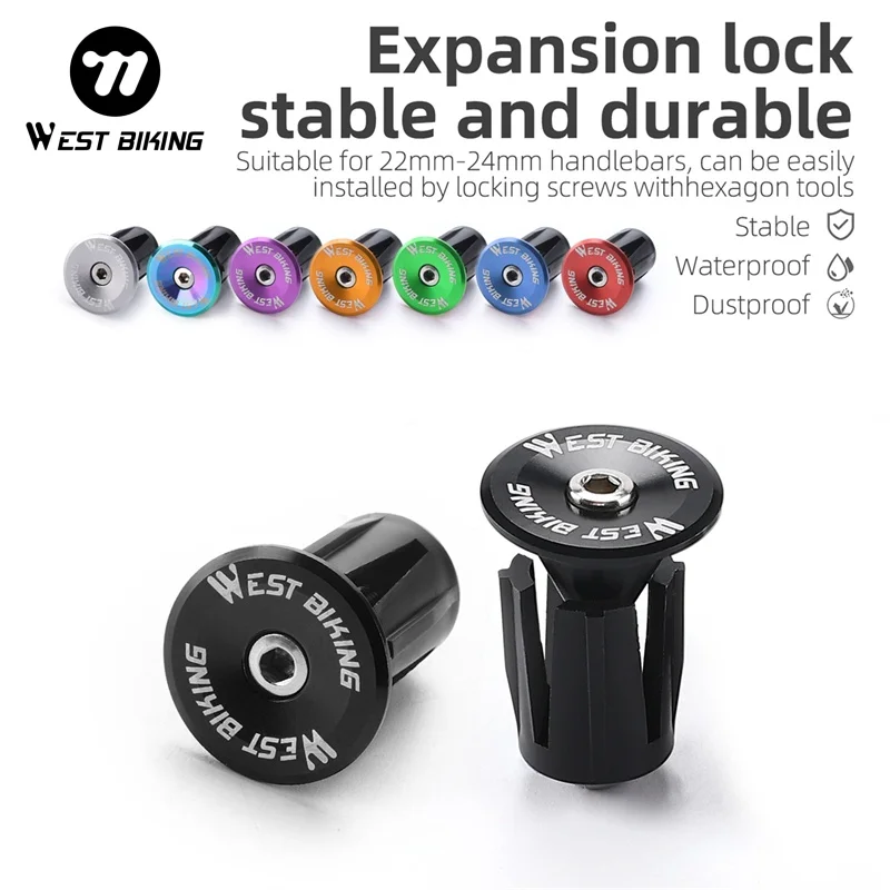 WEST BIKING Colorful Aluminum Alloy Handlebar End Plugs for Road Bike 22-24mm with Tools Bike Handle Bar End Cap Expansion Plugs