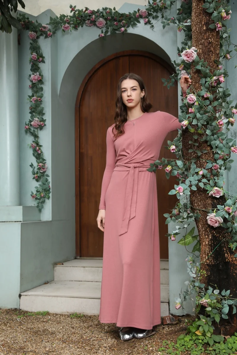 AS 2025 summer ribbing closed-fit wrap tops + Aline dress high Stretch matching sets