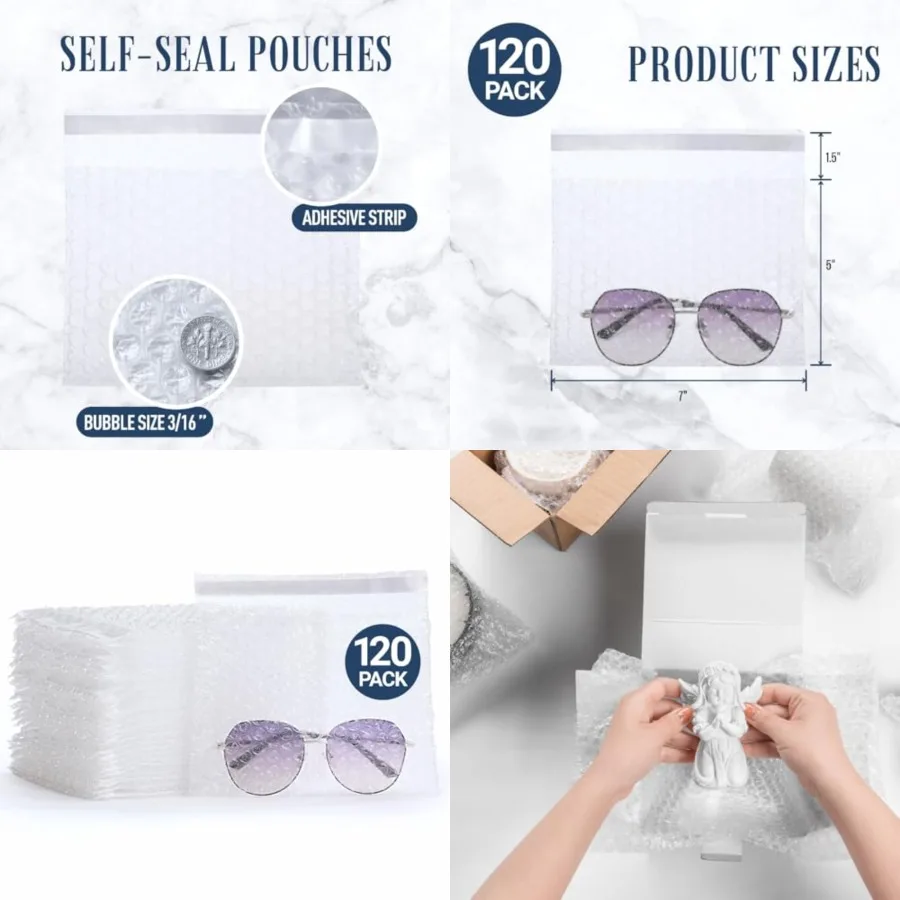 

Self Seal Bubble Pouches - Bubble Bags for Packing, Packaging Filler for Moving - Cushioning Wrap for Fragile Items, Dish Packi