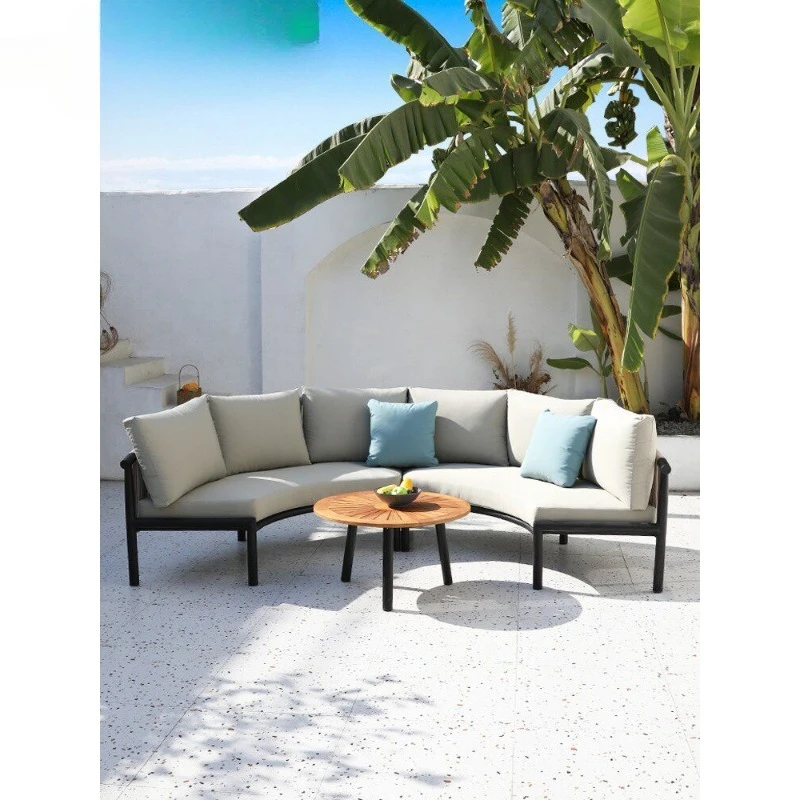 Outdoor Sofa Semi-circular Curved Sofa Villa Courtyard Terrace Rattan
