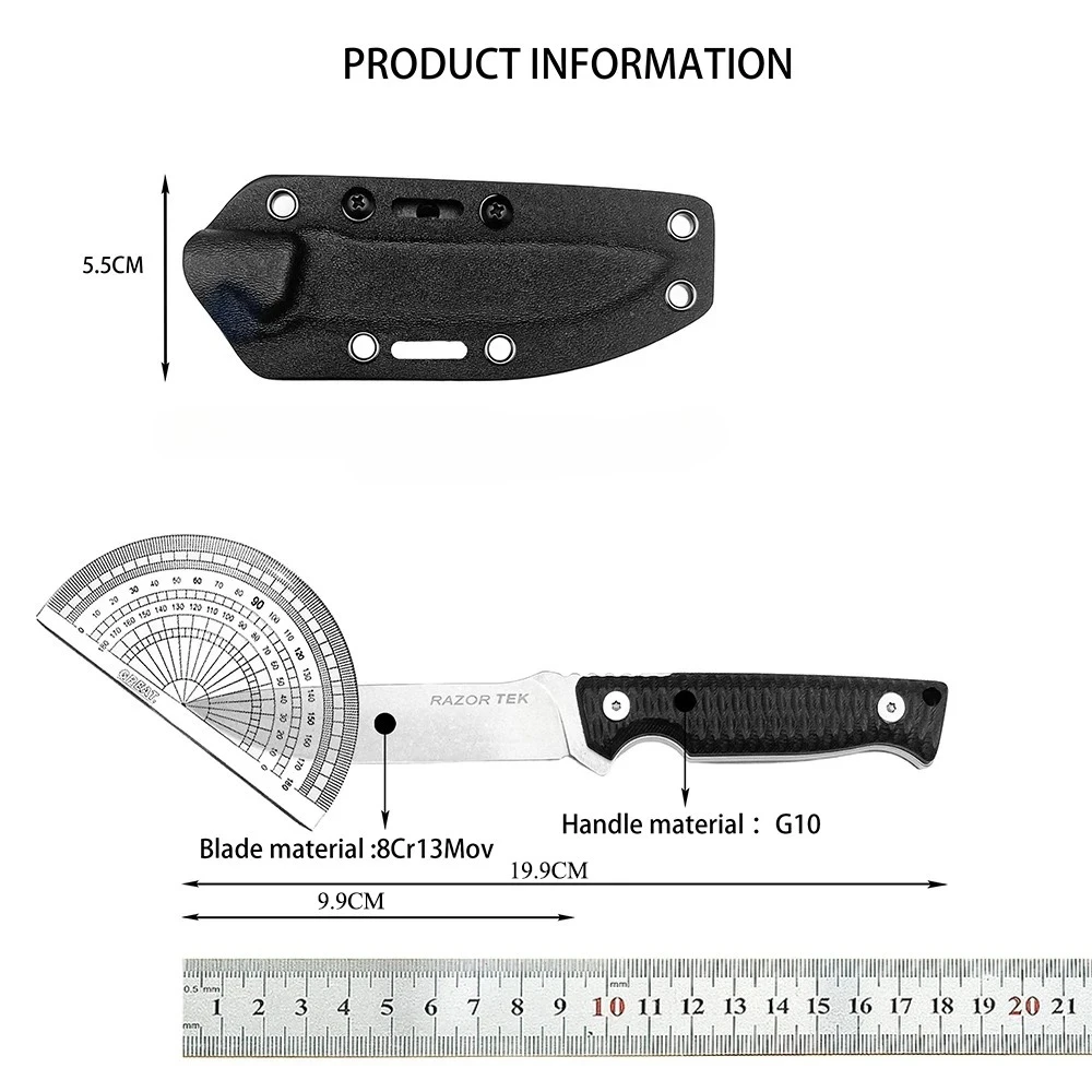 Jungle Adventure Climbing Fishing Pocket Knives Outdoor Camping Barbecue Fixed Blade Knife Ergonomics G10 Handle Daily Cutter