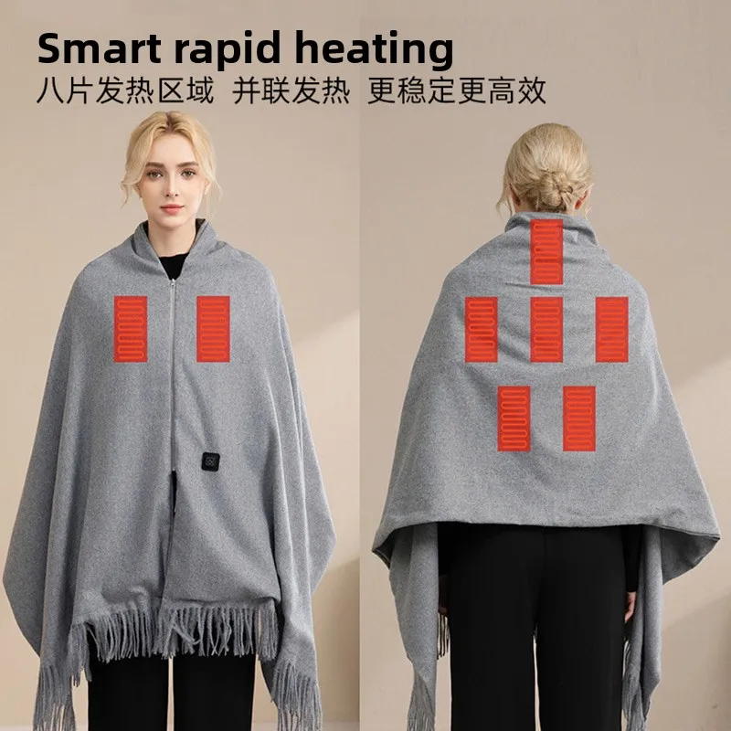 USB 3-Gear Heated Shawl Winter Thickened Cape Comfortable Fleece Low Voltage Safety Outdoor Office Leg Body Warmer Blanket