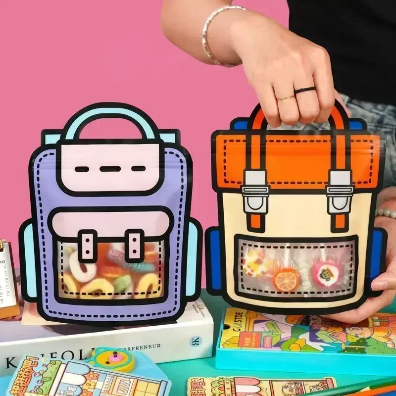 Bolsa Escolar con forma de dibujos animados, Bolso de Plástico con cremallera para embalaje de regalo, suministros de decoración para fiestas de