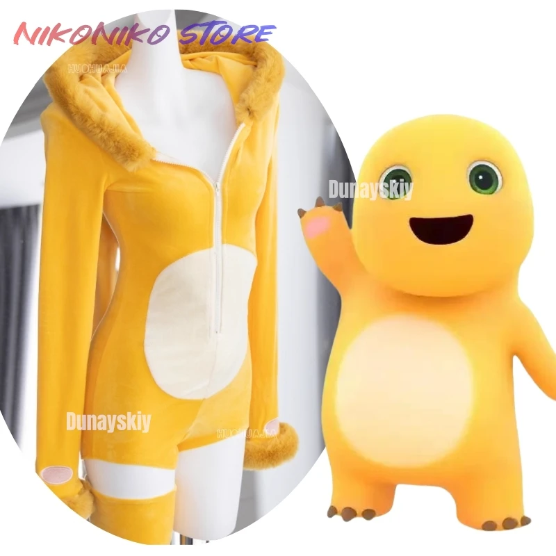 

Nailong Costume Milk Dragon Cosplay Anime Yellow Bodysuit Plush Hooded Pajamas Sleepwear Birthday Christmas Gift Cos
