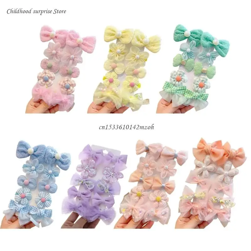 Baby Hairpins Lovely Flower Hair Clip Set 10Pcs Hair Pin Set for Little Girl Spring Hairclip Fashion Hair Accessories Dropship