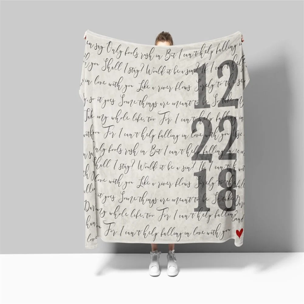 Song Lyric Blanket Wedding Gift Anniversary Gift Personalized Throw Blanket for Couple Anniversary Gift for Wife Second Annivers