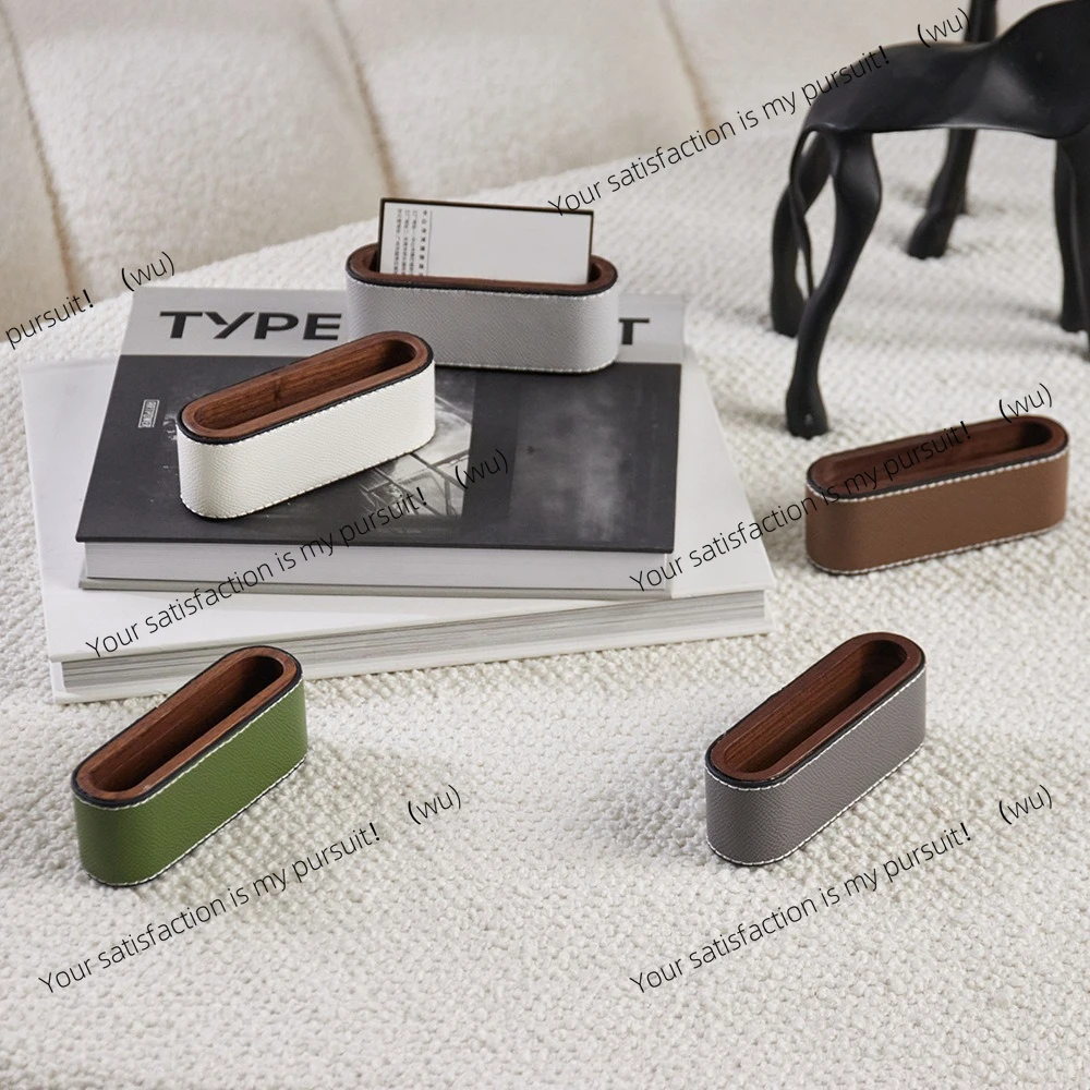 

Минималистичный настольный зажим для визиток, деревянная кожаная простая коробка для хранения, мягкий орнамент в сочетании