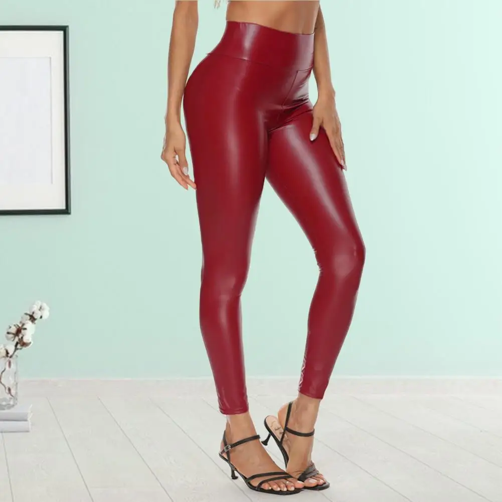 Leather Pants Leggings High Waist Women Sexy Elastic Skinny Push Up Leggings Stretch Jeggings High Rise Leggings Green Pants