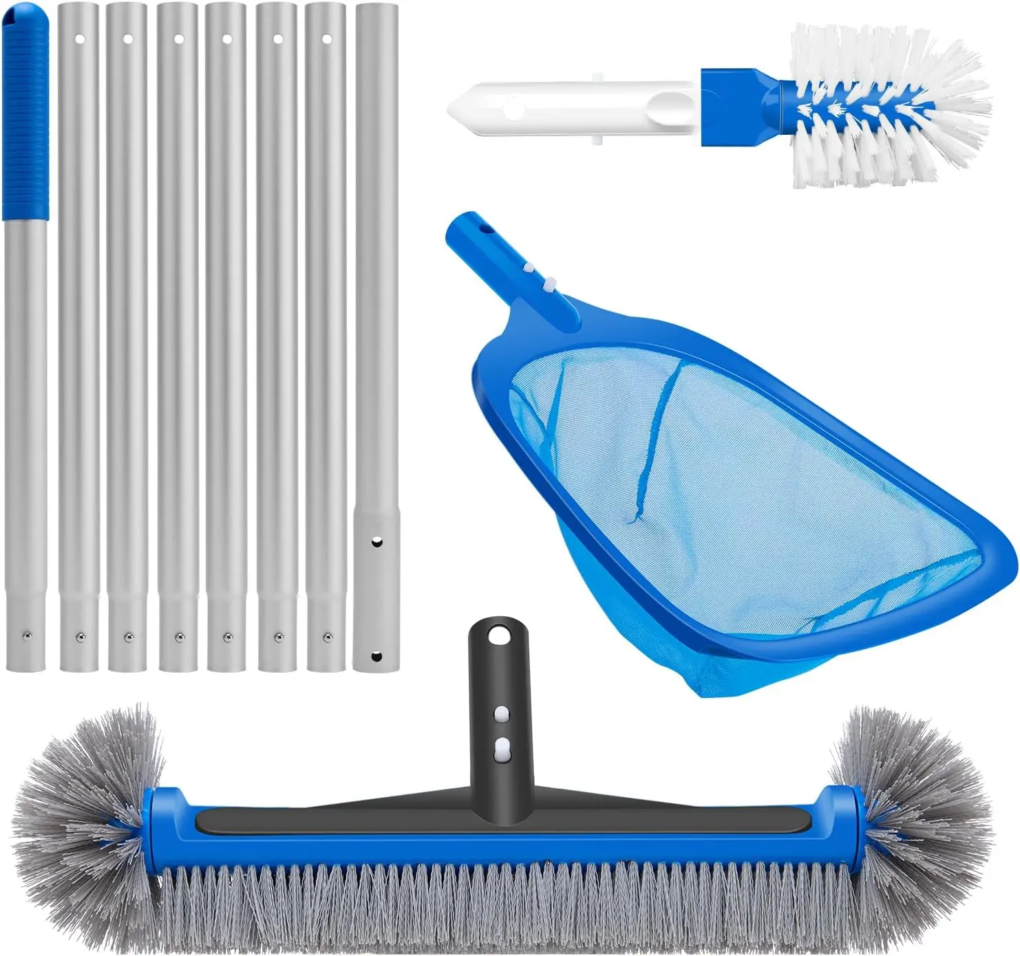 

Набор для чистки бассейнов 4-в-1 с регулируемой штангой, сачком, щеткой и дополнительной насадкой для наземных и встраиваемых бассейнов