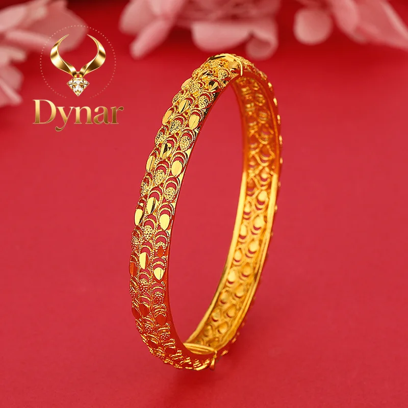 Dynar Jewelry   AU999Real Gold Wedding Hollow Dragon Scale Women's Bracelet Exquisite Vertical Style High-end24 Sense Snapping O