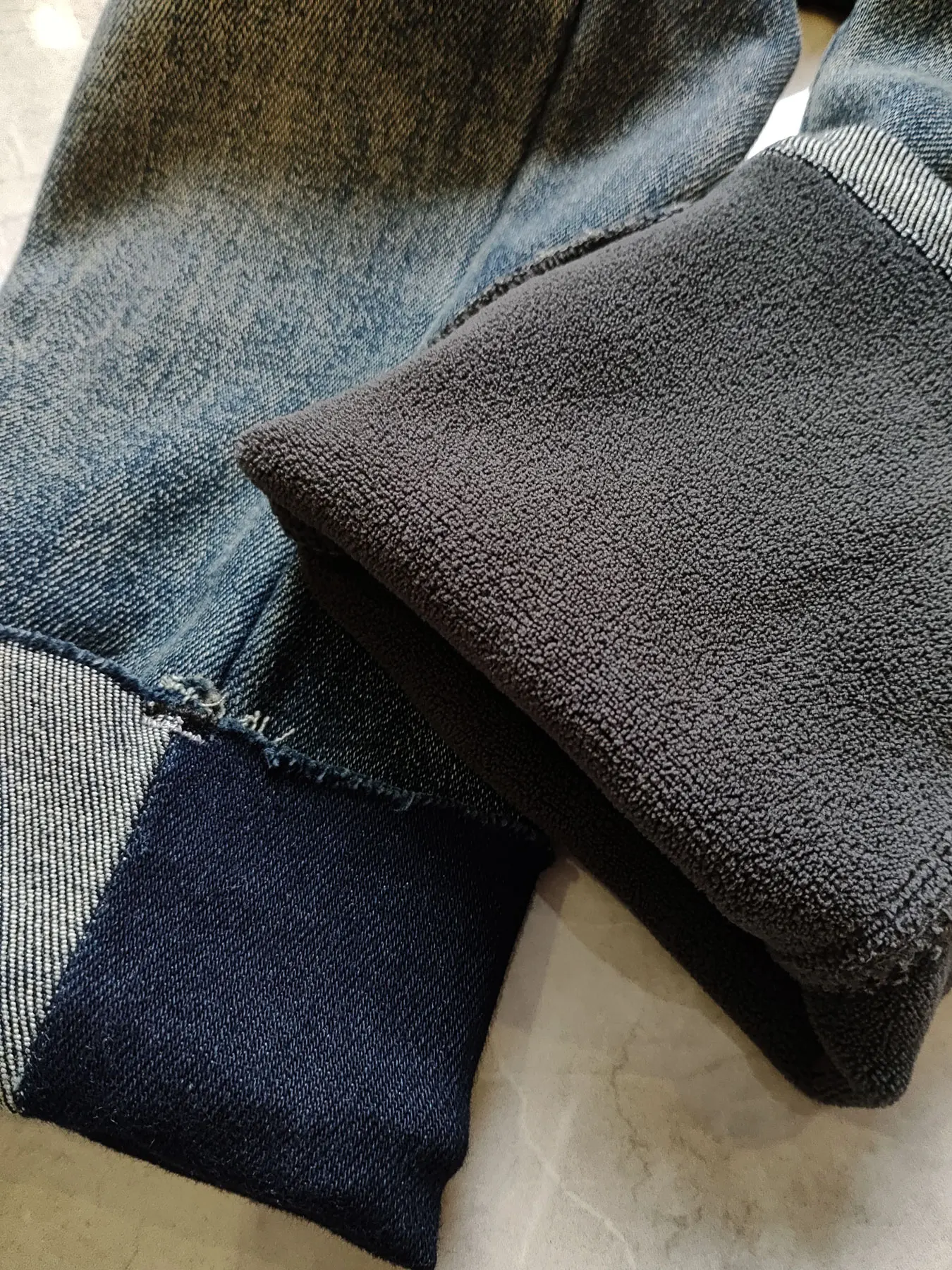 51561 winter warm 3-11 years Loose Kids Girls\' Jeans soft denim and fleece Girls Pants