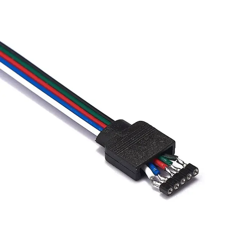 10/12mm 5 Pin RGBW LED Strip Connector Cable 5050 RGB Female Male Connector Electric Wires Fore 3528 RGBWW LED Strip Lights