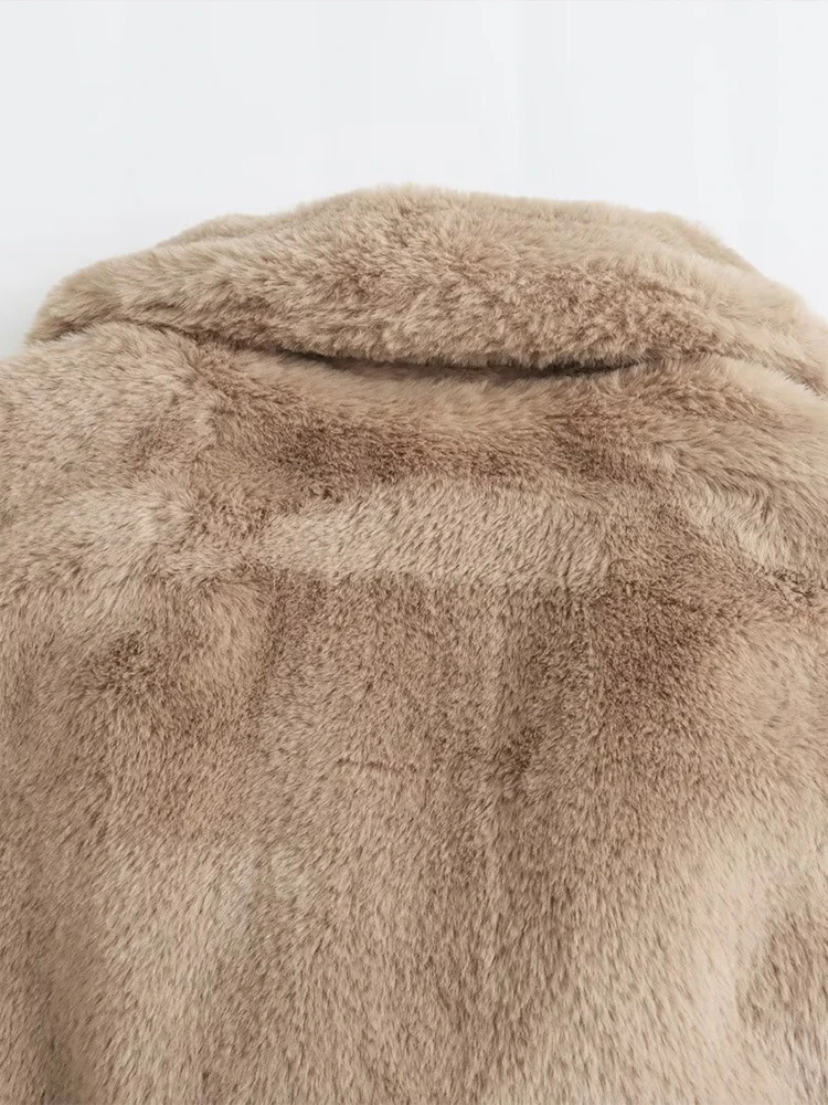 Kar & Otza - 2024 autunno e inverno nuovi arrivi donna Furry manica lunga bavero sciolto cappotto effetto pelliccia sintetica capispalla