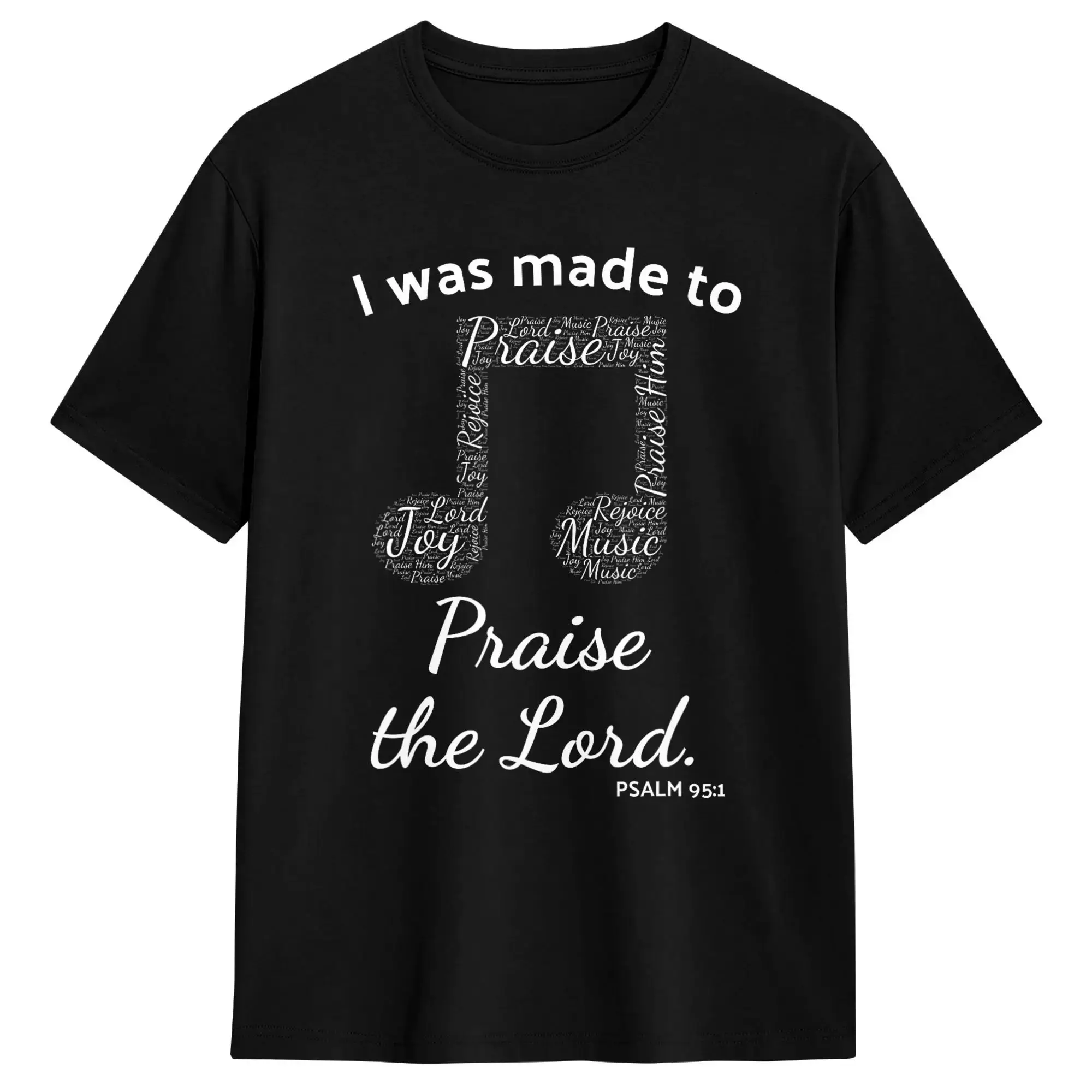 I was Made to Praise The Lord Christian Music Word Cloud T-Shirt Summer Harajuku T-Shirts Cotton O Neck Plus Size Tees