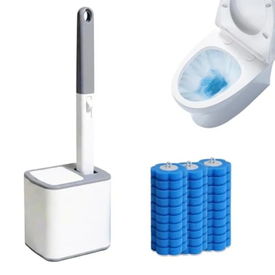 

Disposable Toilet Brush and Toilet Bowl Cleaner Set with 30 Refills Wall Mounted for Deep Hygienic Toilet Cleaning